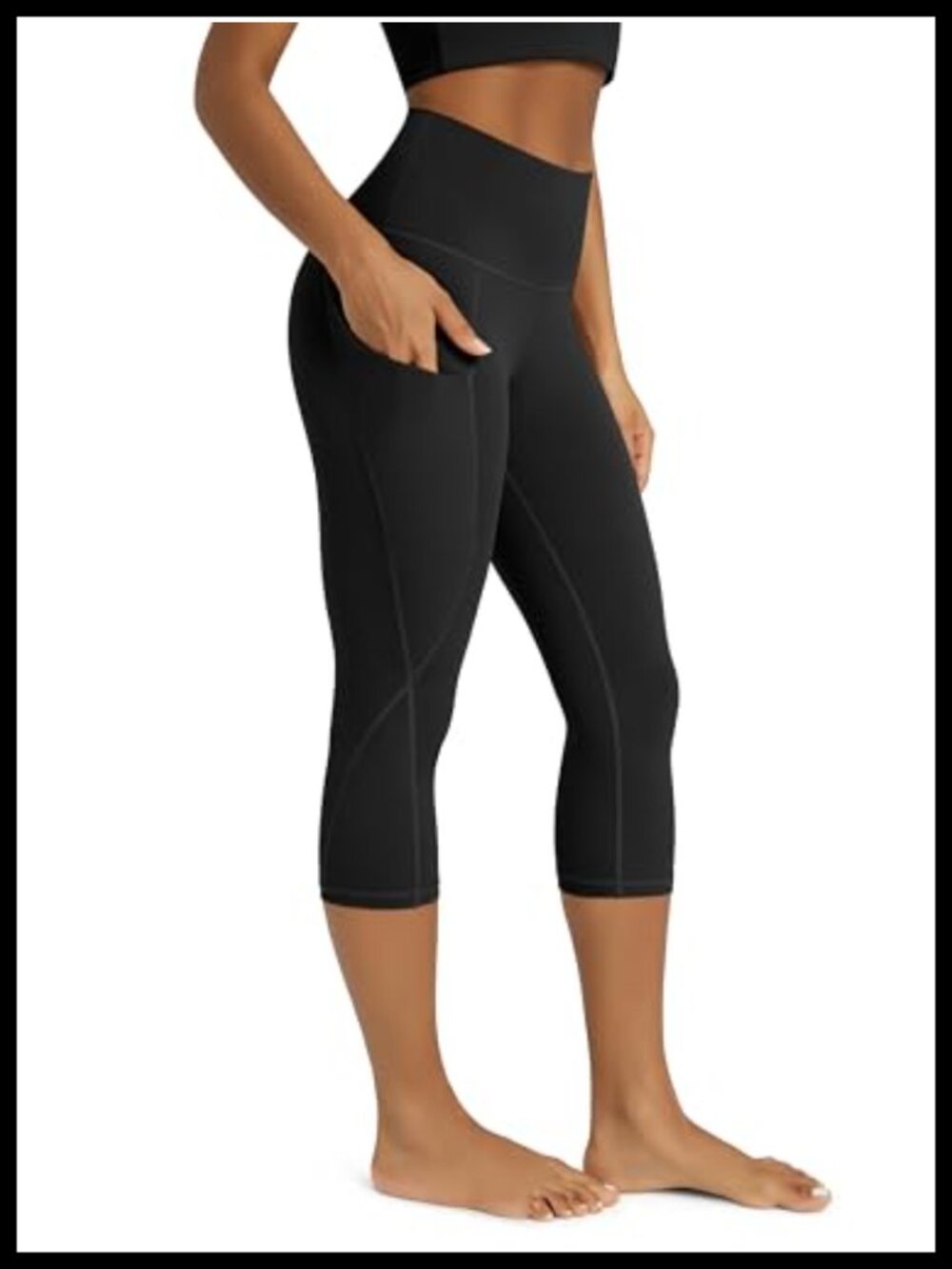 High Waisted Yoga Capris with Pockets Tummy Control Athletic Leggings
